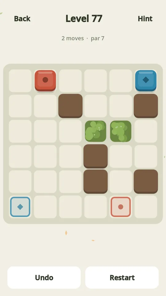 A Moss level: sticky tiles stop blocks dead